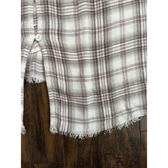 CLOTH & STONE Light Colored Plaid Flannel Short Sleeve Button Up Blouse size S - Picture 7 of 7